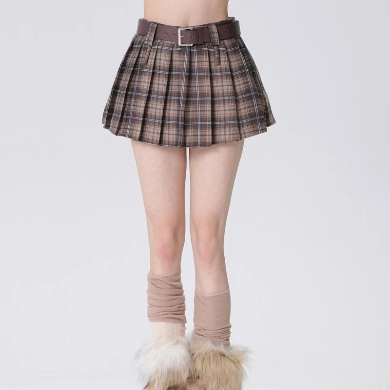 Mocha Grunge Pleated Skirt