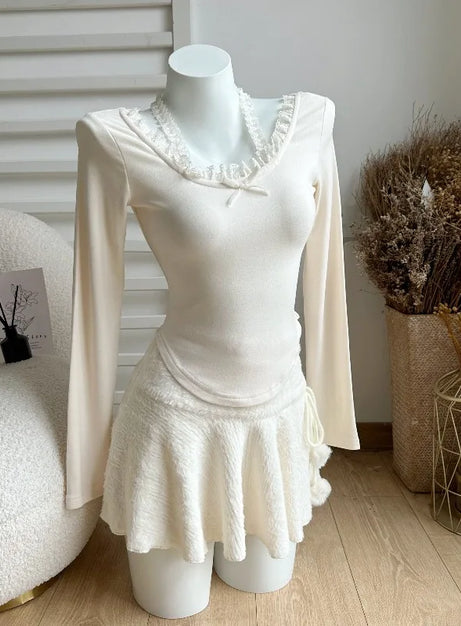 Fluffy Pom-Pom Mini Skirt