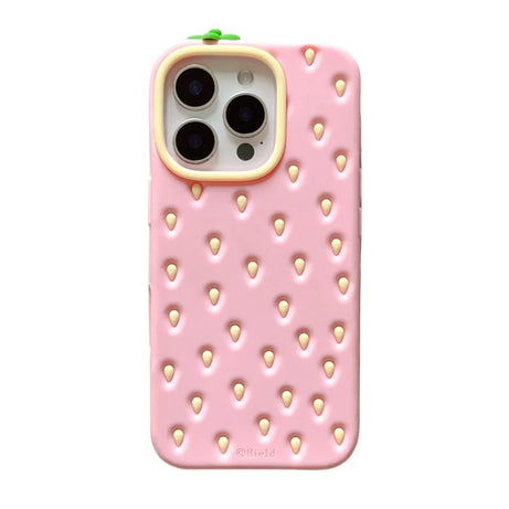 Pink Strawberry-Inspired iPhone Case