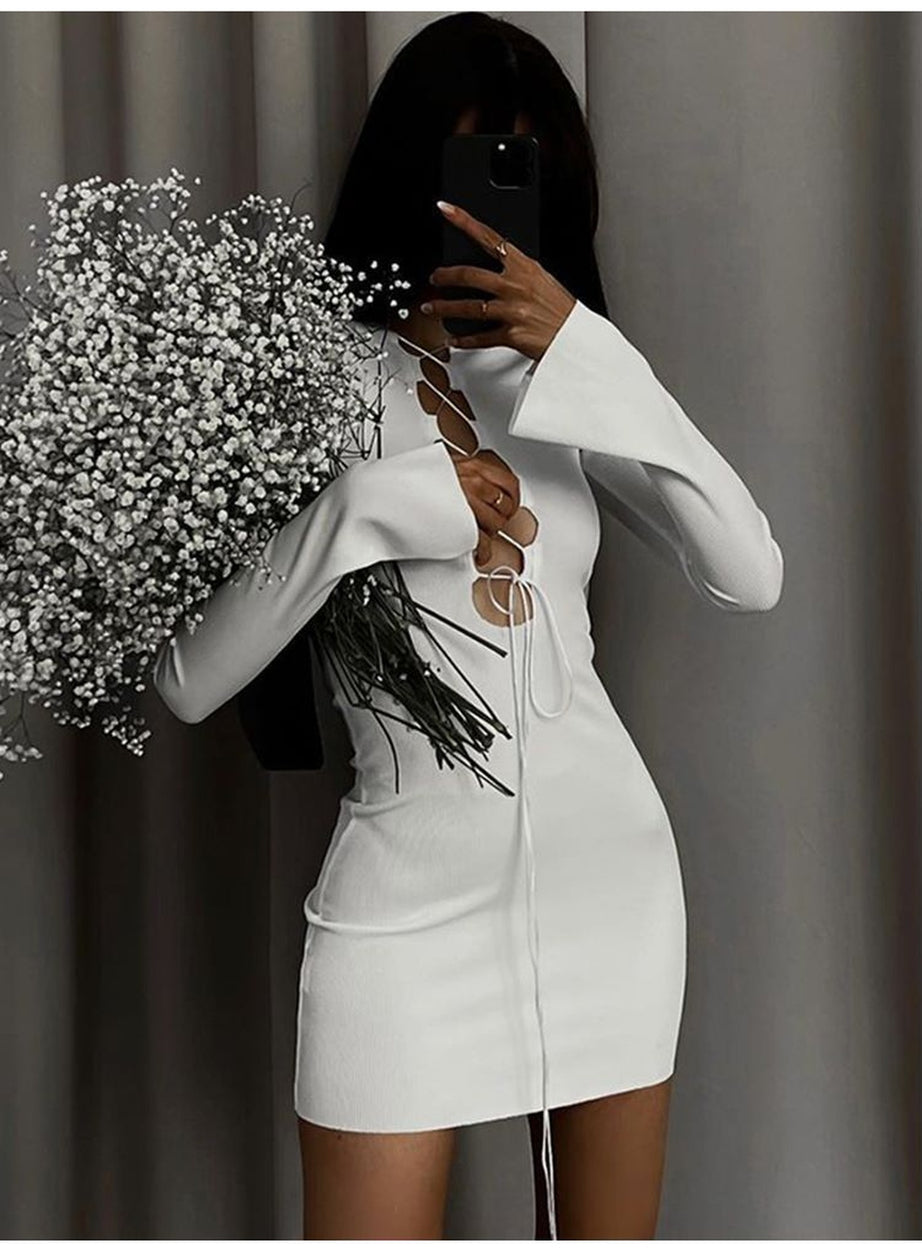 Y2k Baddie Bandage Black Mini Dress