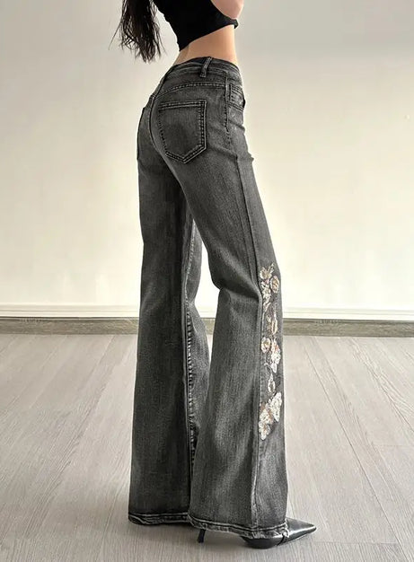 Midnight Bloom Flare Jeans