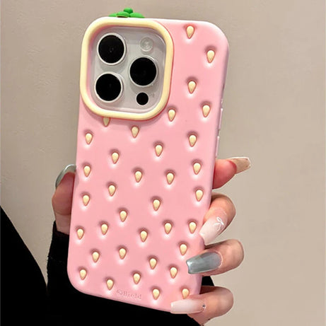 Pink Strawberry-Inspired iPhone Case