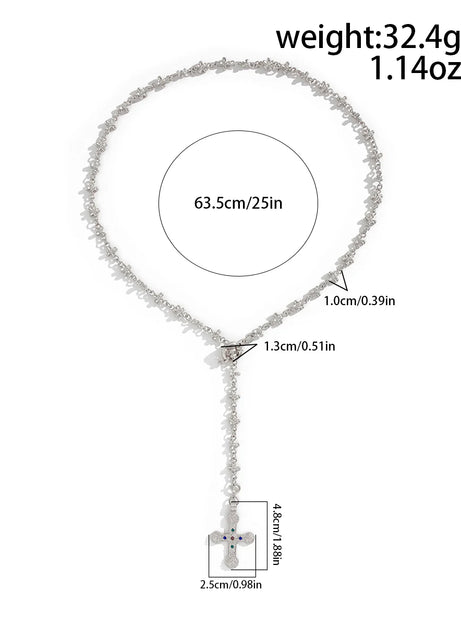 Golden Rosary Cross Necklace