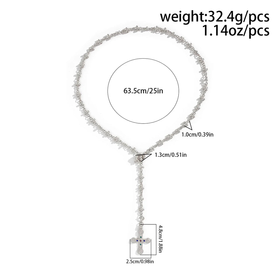 Golden Rosary Cross Necklace