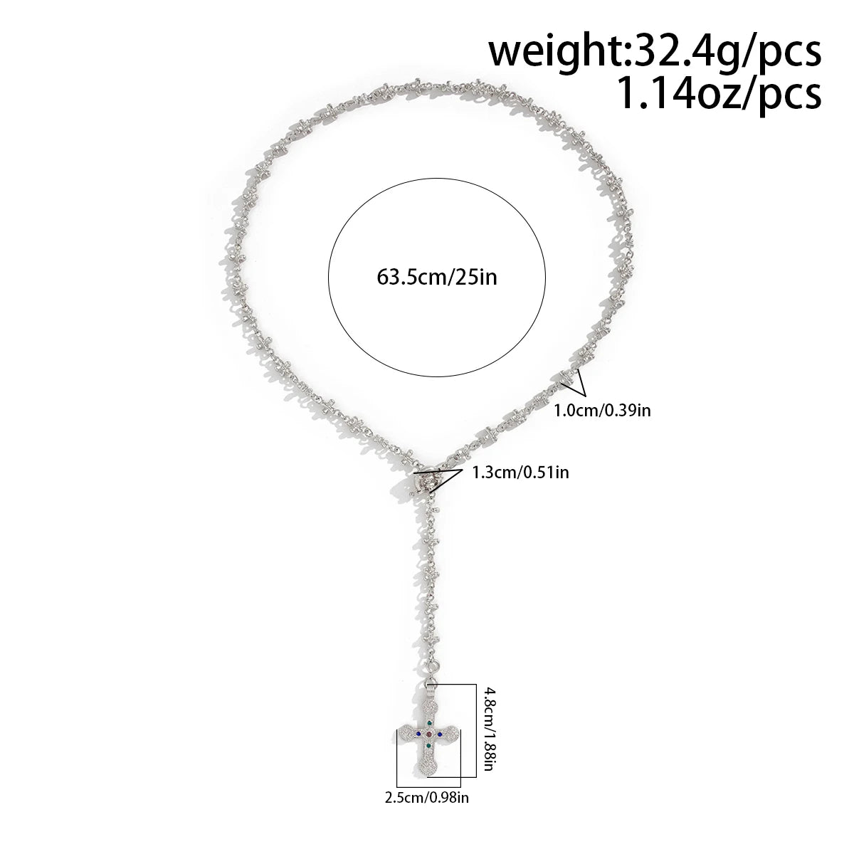 Golden Rosary Cross Necklace