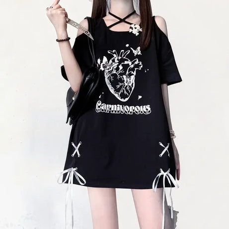 Lace-Up Anatomical Graphic Top