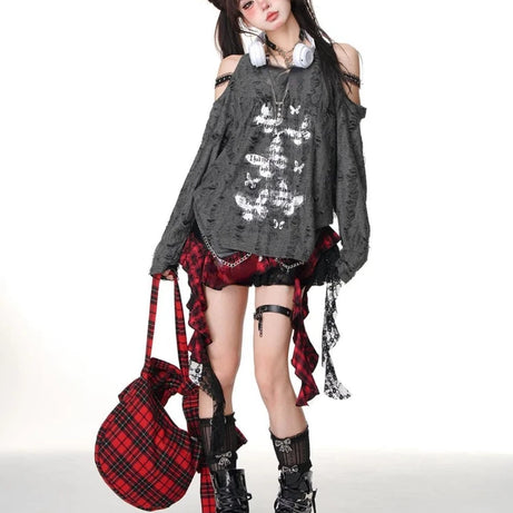 Shredded Butterfly Grunge Top
