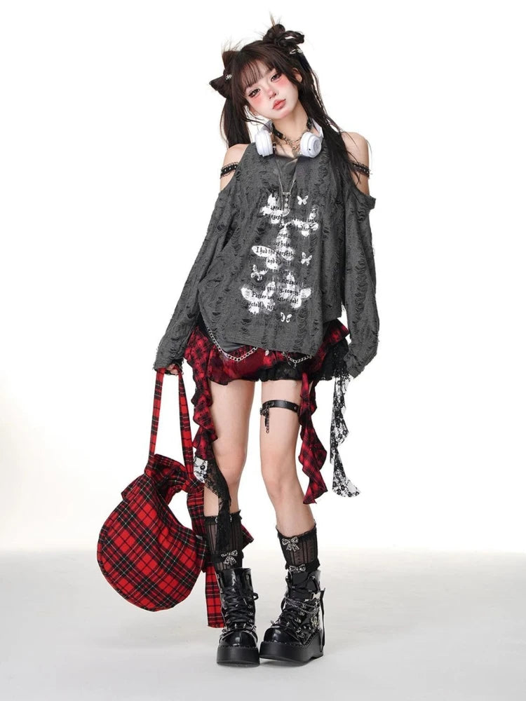 Shredded Butterfly Grunge Top