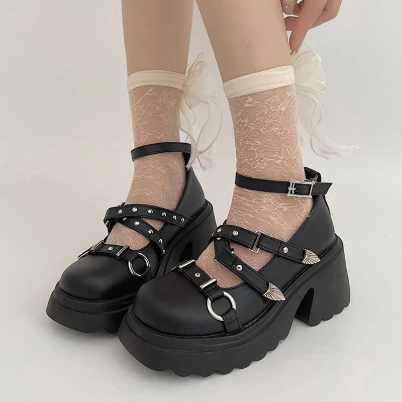 Studded Wing Accent Platform Shoes