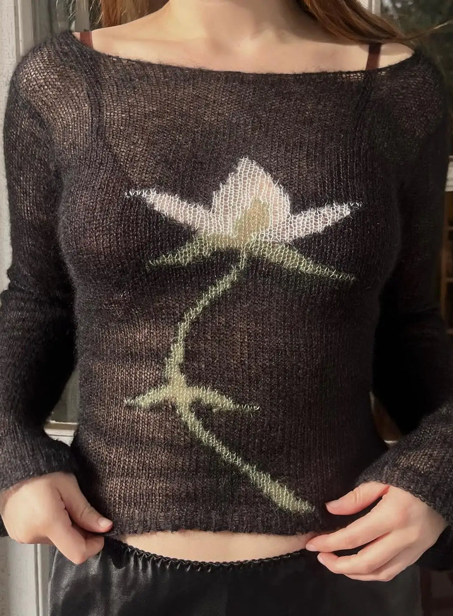 Midnight Bloom Knit Sweater