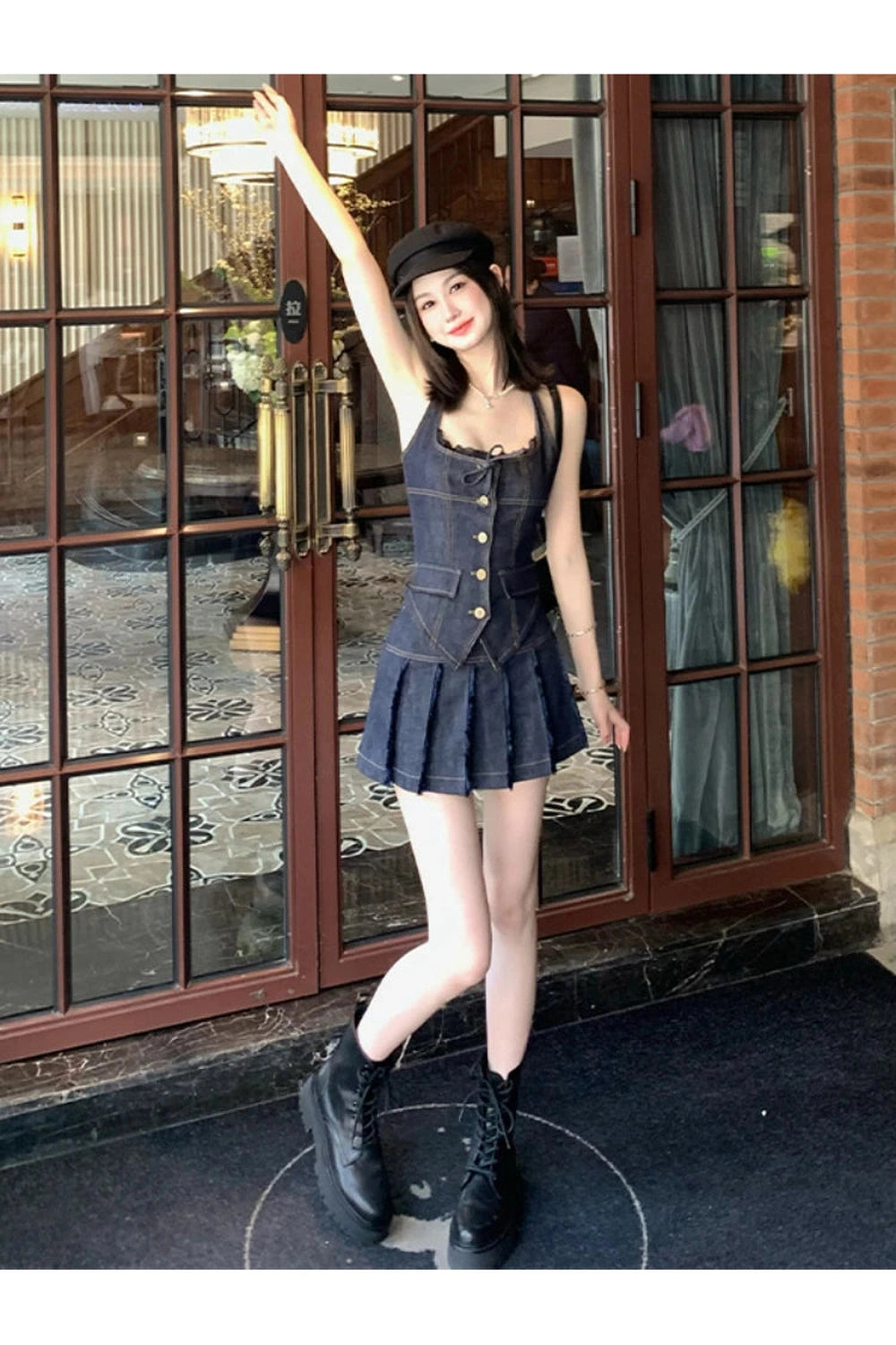 Y2k Lace-Up Indigo Mini Set