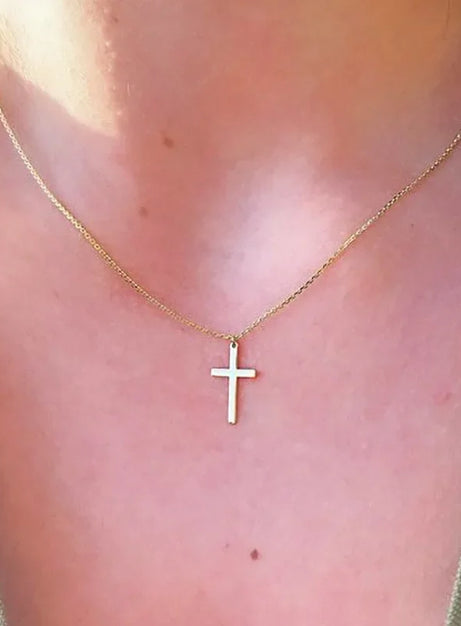 Crystal Rose Gothic Cross Necklace