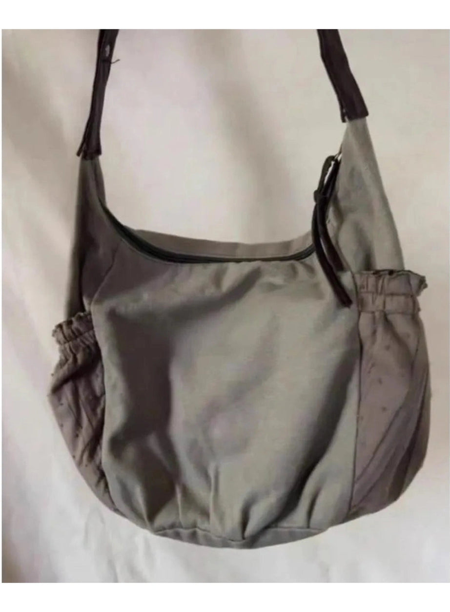 Y2k Boho Lace-Trim Hobo Bag