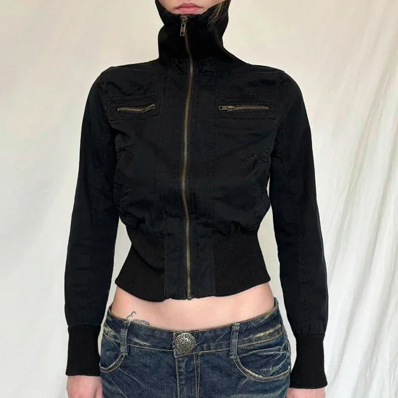Shadow Zip High-Neck Jacket