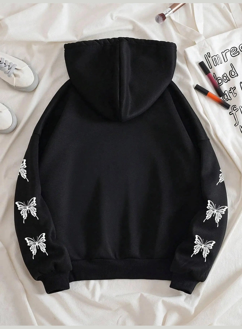 Gothic Butterfly Zip-Up Hoodie