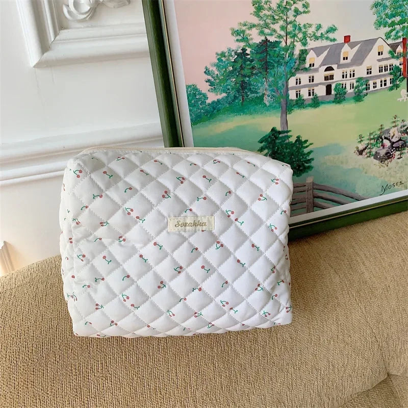 Soft Checkered Makeup Bag
