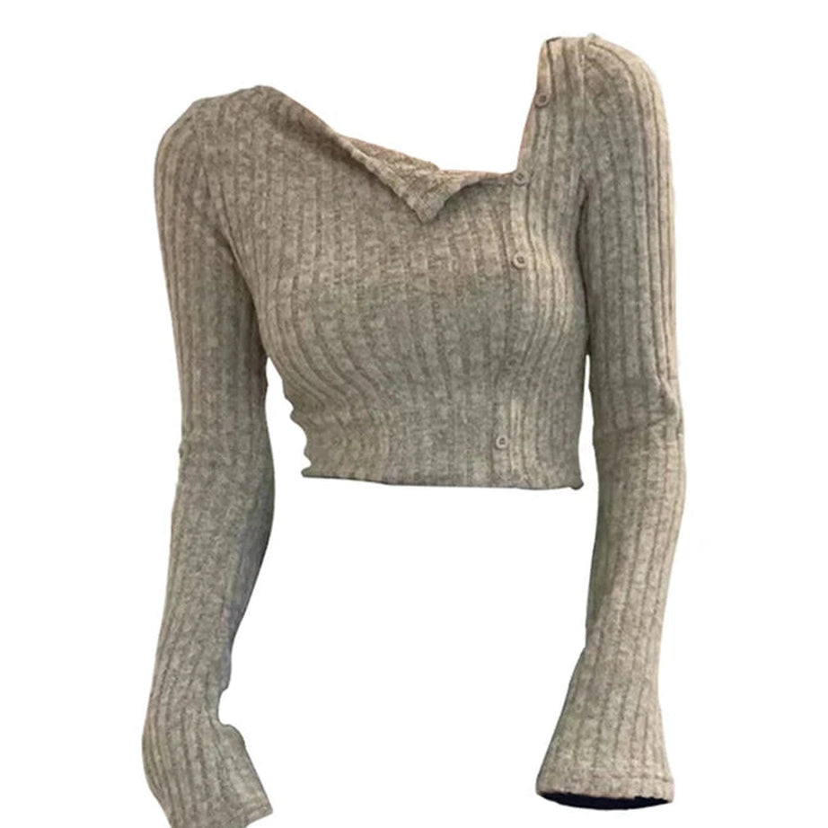 Heather Ribbed Asymmetric Sweater