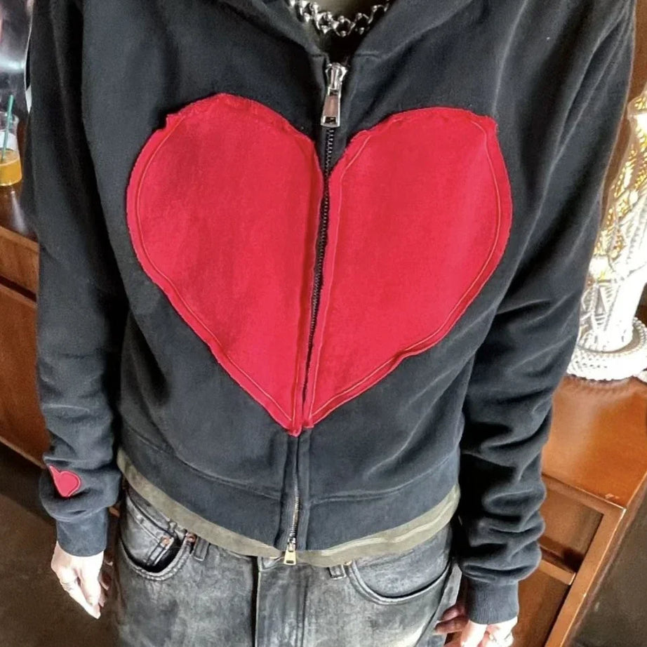 Lovecore Heart Zip-Up Hoodie