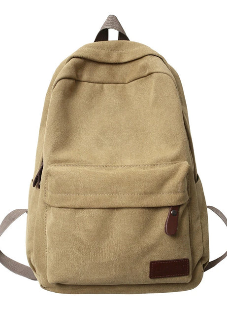 Klassisk sandfärgad canvasryggsäck