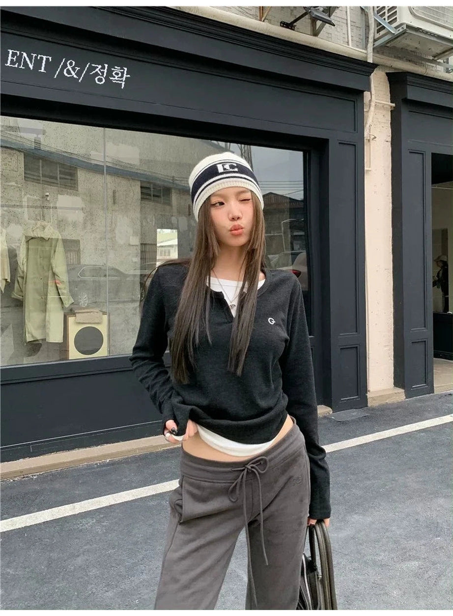 Minimalist Split Neck Layered Top