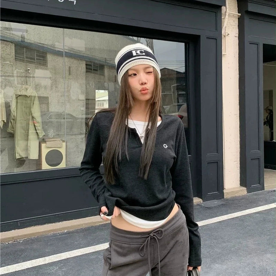 Minimalist Split Neck Layered Top