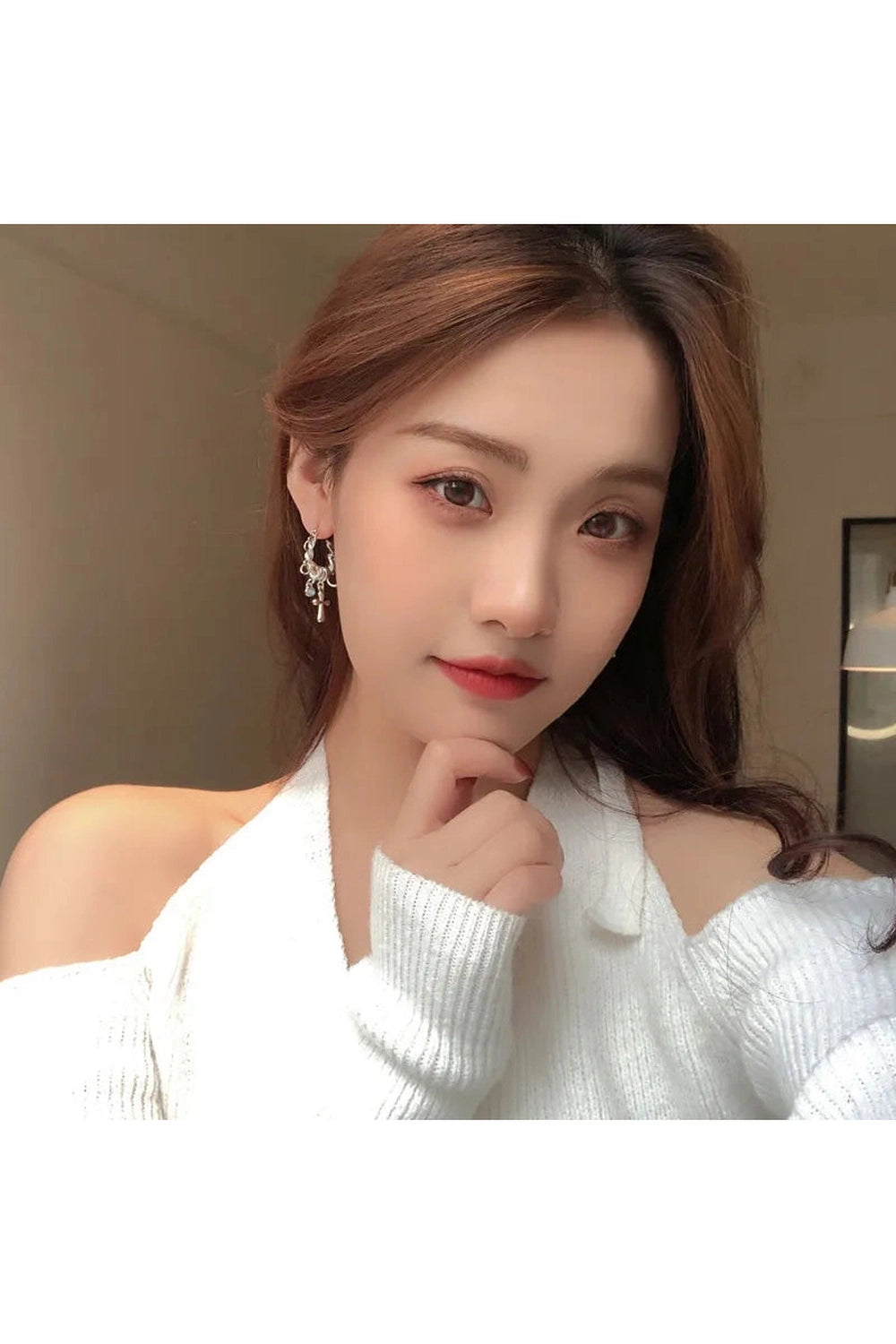 Y2k New Sweet Cool Wind Cross Twist Earrings Women Temperament Metal Chain Creative Geometric Earring Party Jewelry Gift