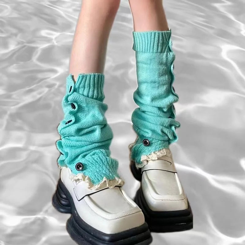 Vintage Button-Up Lace Leg Warmers