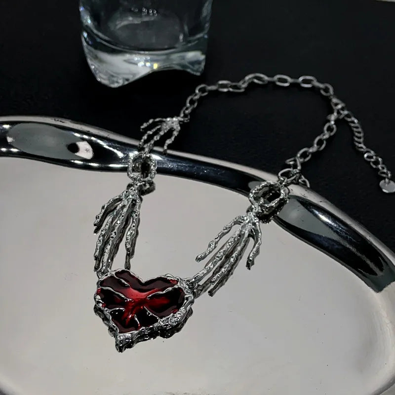 Crimson Shattered Heart Necklace