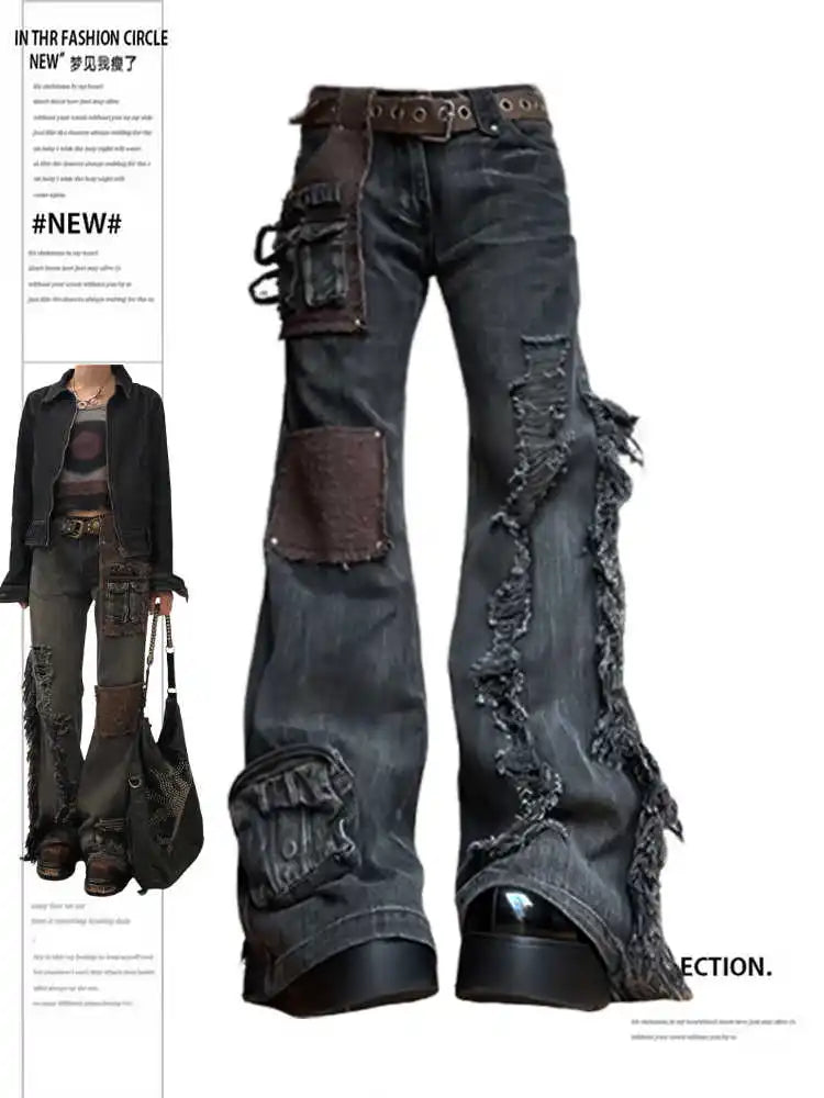 Grunge Patchwork Distressed Jeans