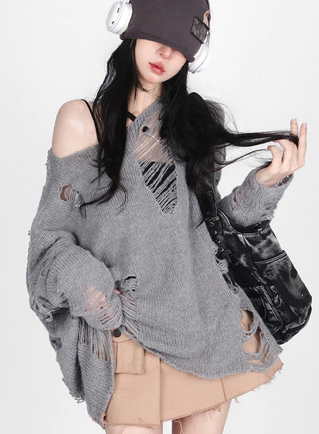 Shattered Threads Distressed Sweater