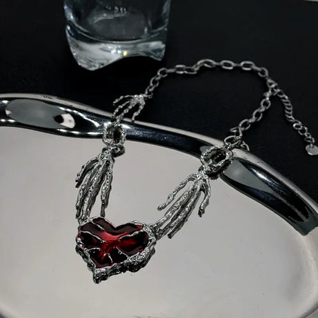 Crimson Shattered Heart Necklace