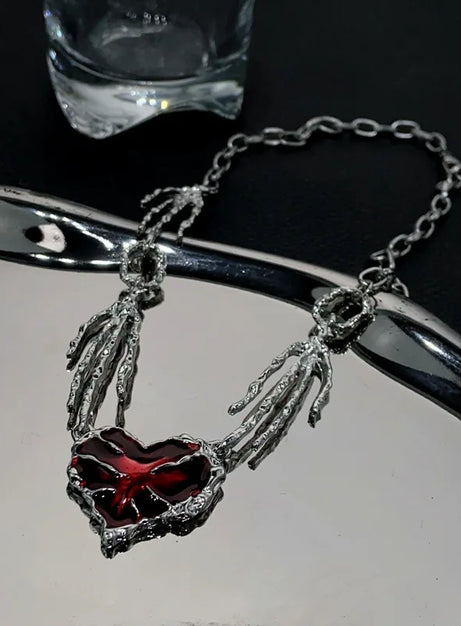 Crimson Shattered Heart Necklace