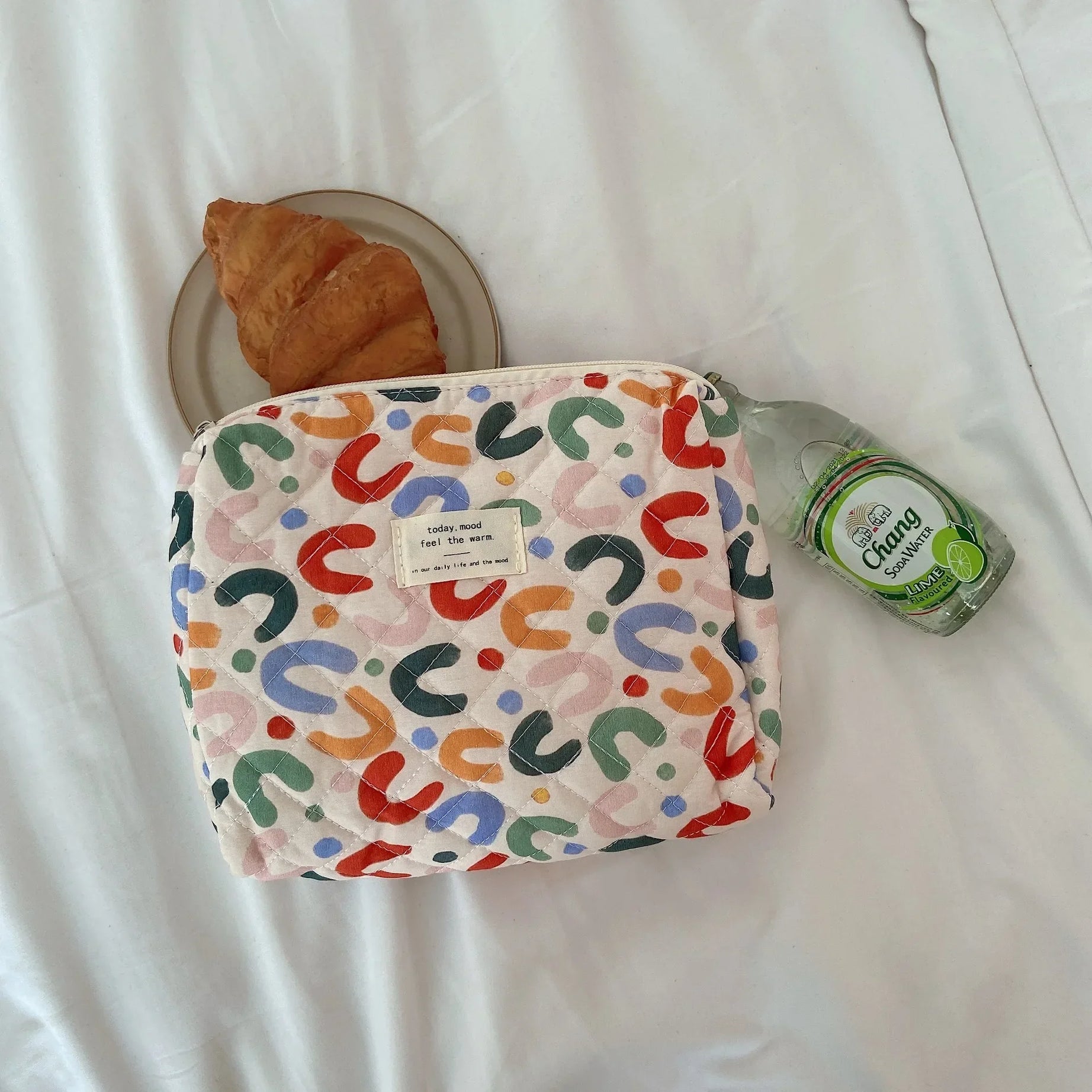 Soft Checkered Makeup Bag