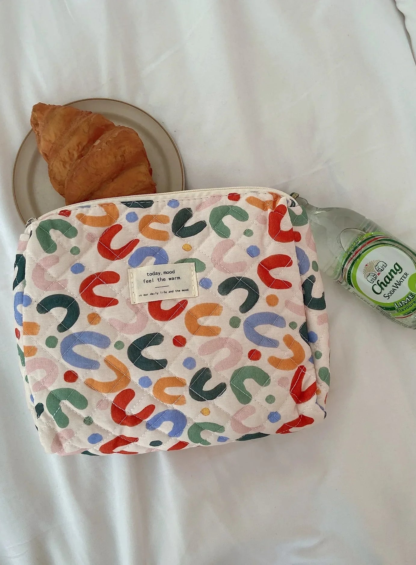 Weiche karierte Kosmetiktasche