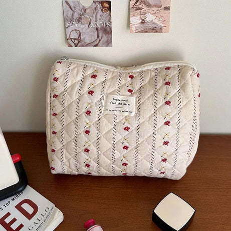 Soft Checkered Makeup Bag