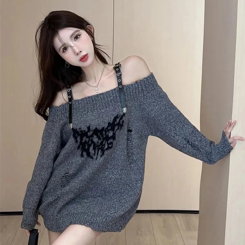 Shadow Straps Off-Shoulder Sweater