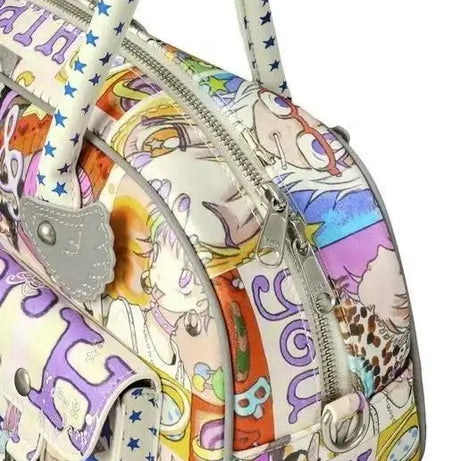 Y2K Youth Manga Print Boston Bag with Star Handles