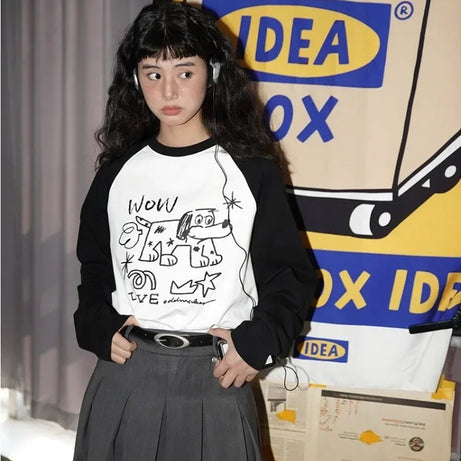 Indie Graffiti Dog Long Sleeve Shirt