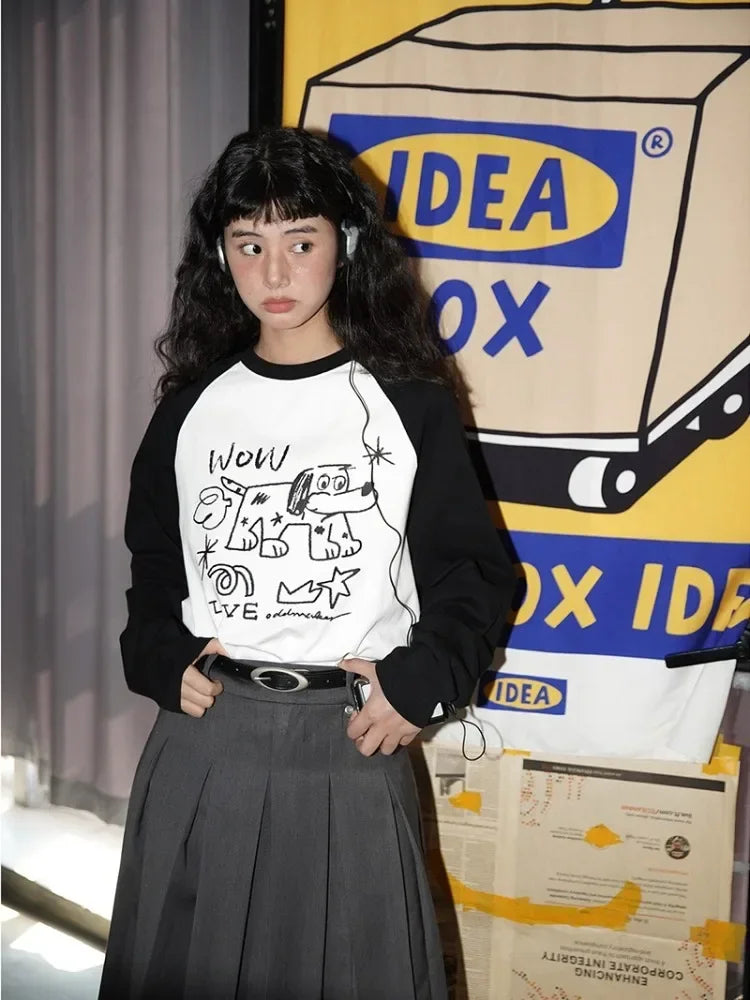 Indie Graffiti Dog Long Sleeve Shirt