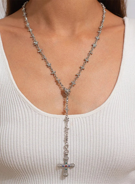 Golden Saint Cross Layered Necklace