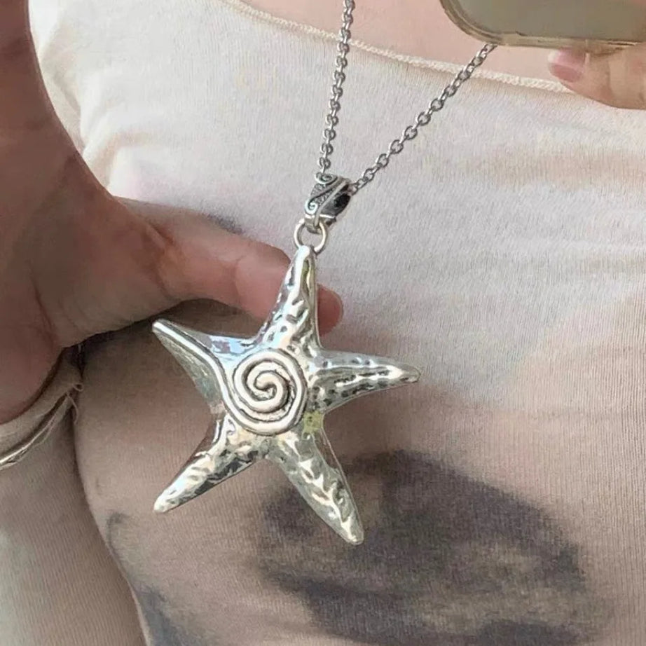 Ocean Spiral Star Pendant Necklace