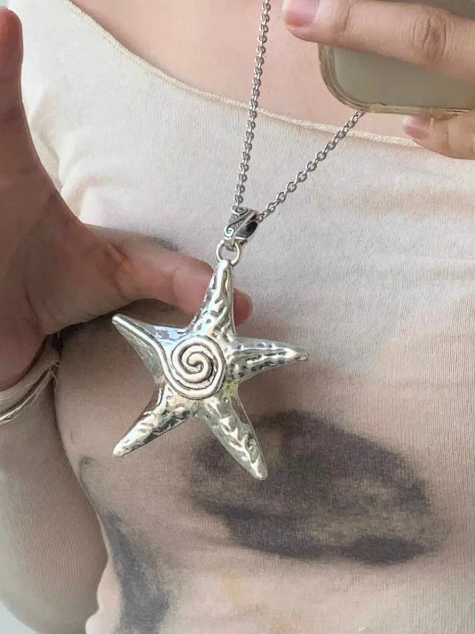 Ocean Spiral Star Pendant Necklace