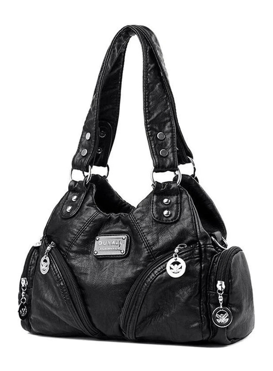 Midnight Zipper Accent Shoulder Bag