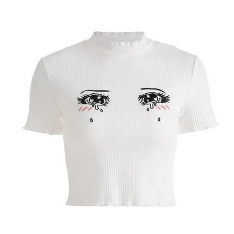 Sad Girl Anime Crop Top