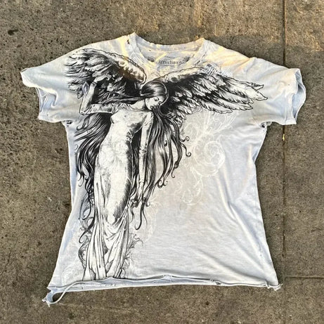 Winged Cross Grunge T-Shirt