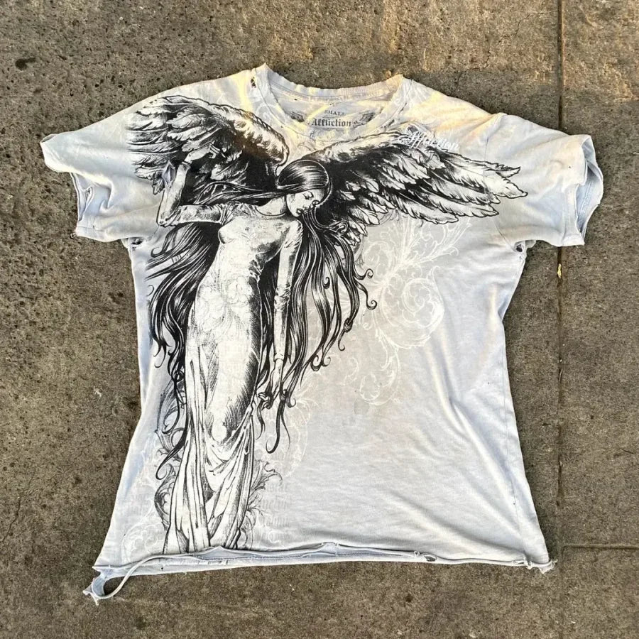 Winged Cross Grunge T-Shirt