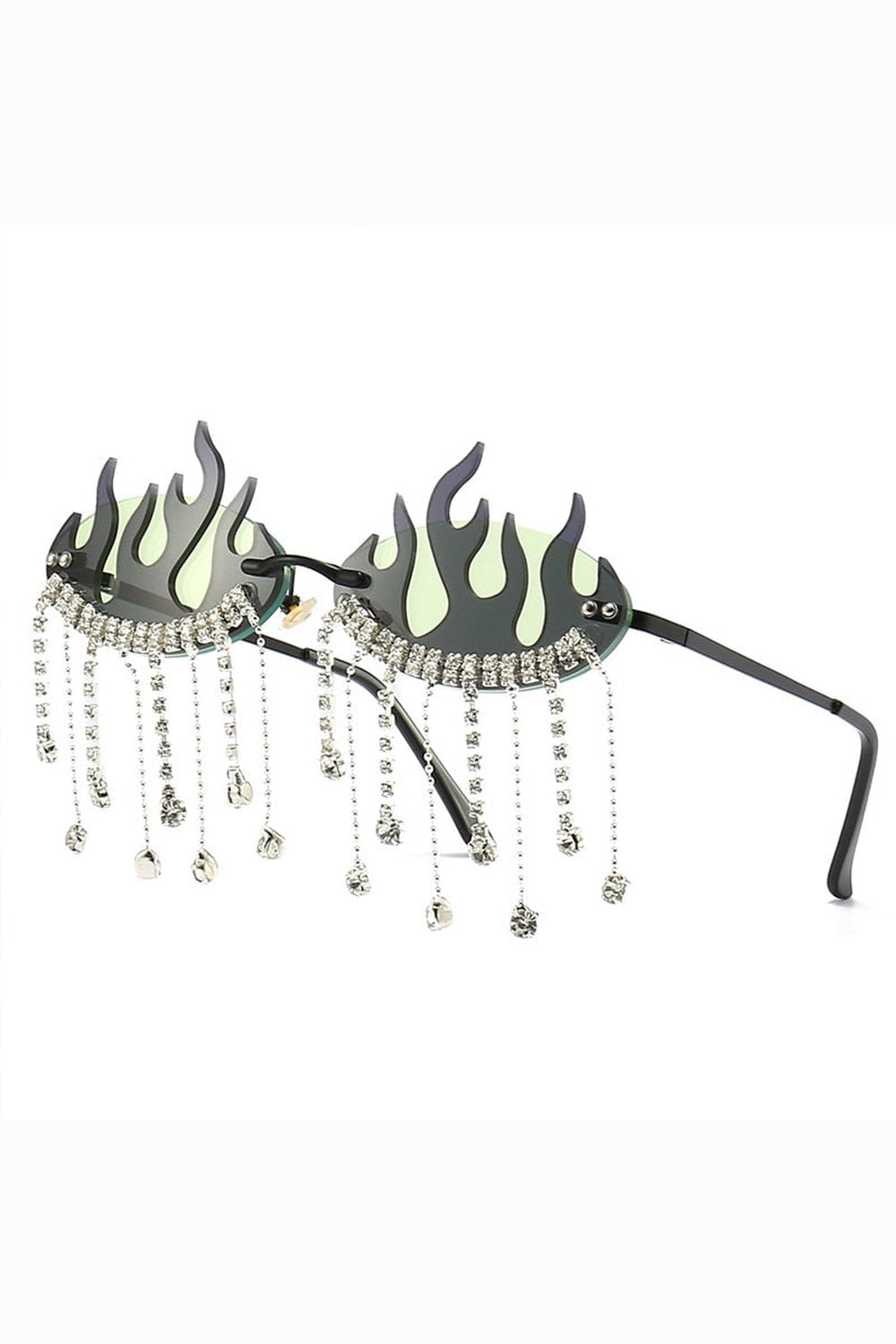 Y2k Rhinestone Flame Wave Sunglasses