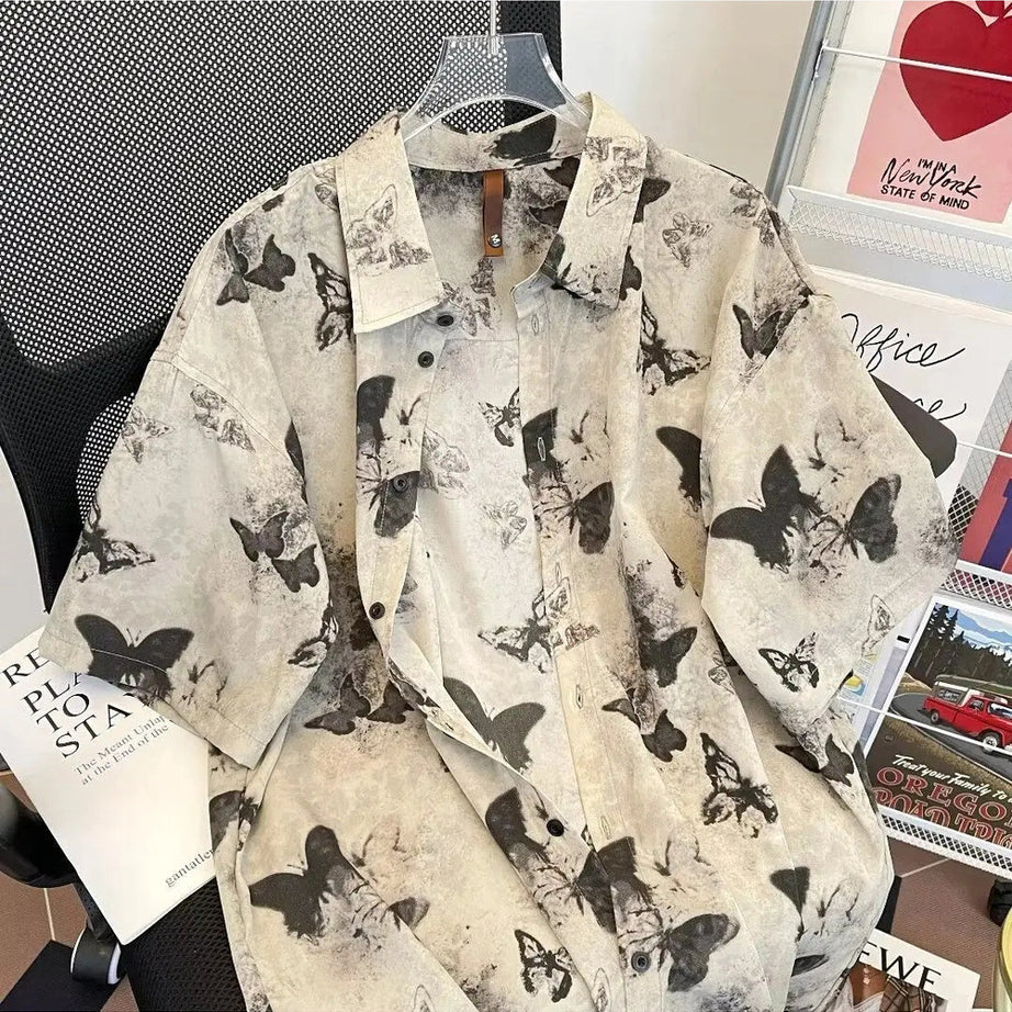 Y2k Ethereal Butterfly Print Shirt