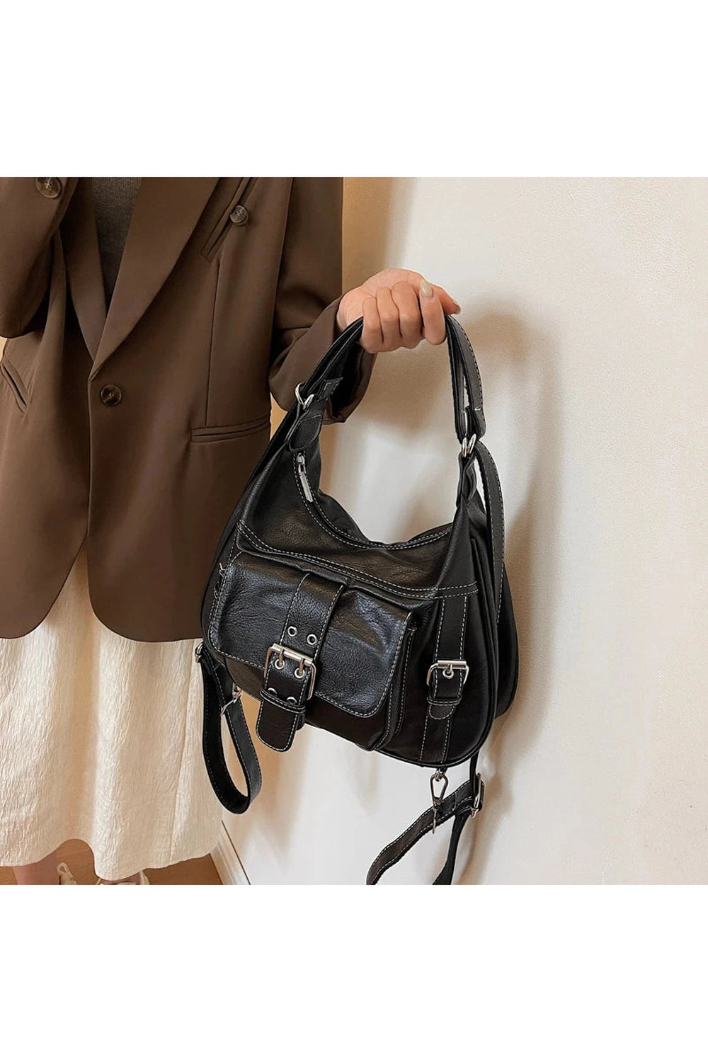 Vintage Buckled Satchel Bag