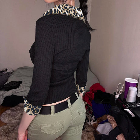 Wild Chic Contrast Knit Top